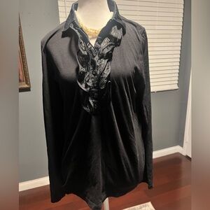 Jones of New York Elegant Black Ruffled Women's Top. Size L